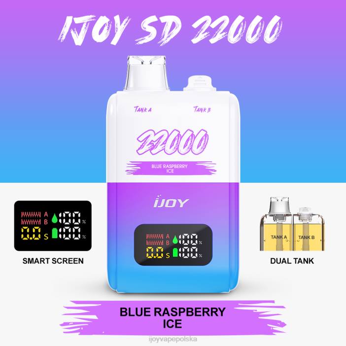 iJOY Vapes Online - iJOY SD 22000 jednorazowe 8XFT149 niebieski lód malinowy